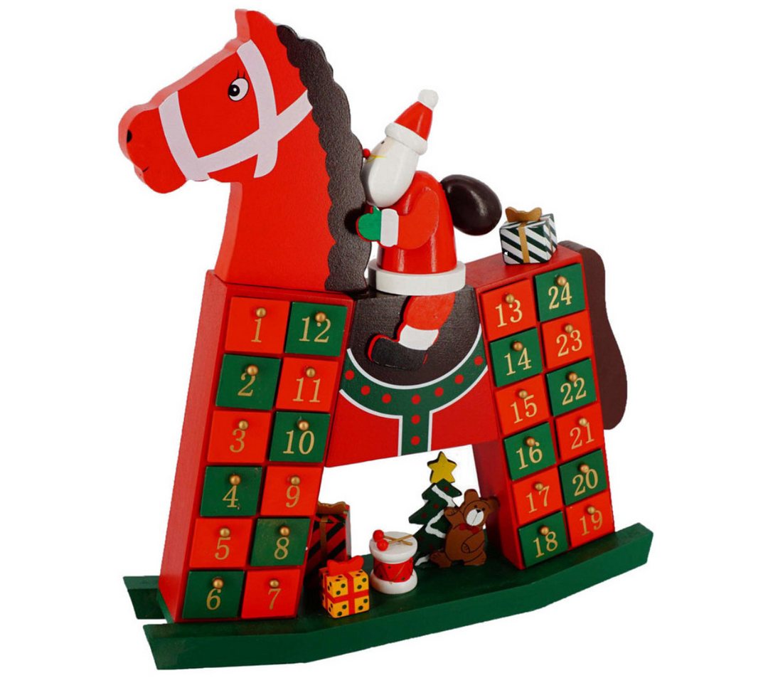 abc HOME befüllbarer Adventskalender Dekofigur Schaukelpferd, Holz, 40 cm Bild 2