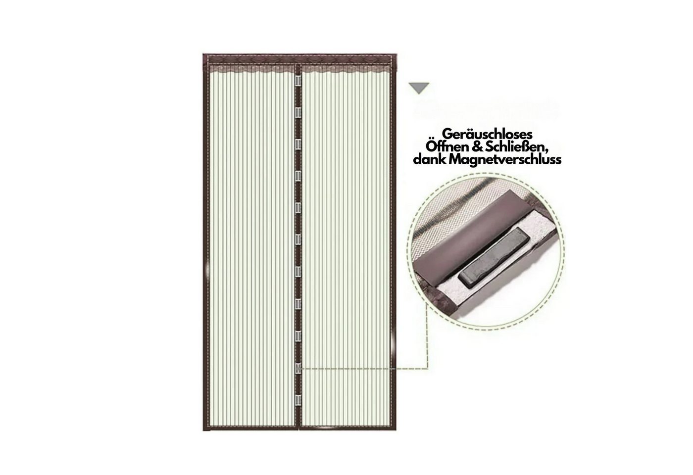 Norvéa Home Insektenschutz-Vorhang Magnet Fliegengitter Türvorhang schwarz, Mückenschutz, Insektengitter, (Komplett-Set), BxH: 90×210 & 100×210 cm, leichte Installation dank Klettverschluss
