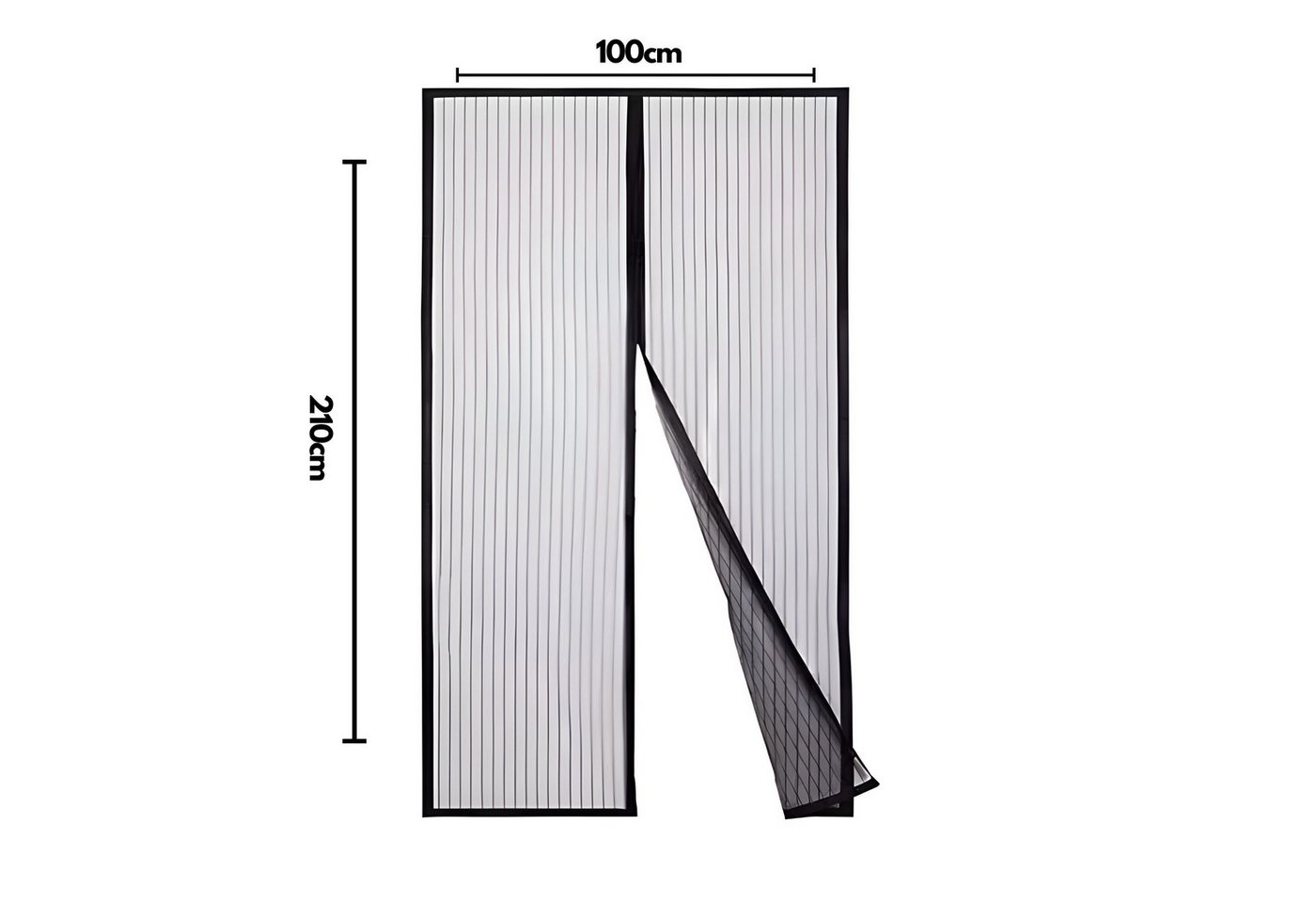 Norvéa Home Insektenschutz-Vorhang Magnet Fliegengitter Türvorhang schwarz, Mückenschutz, Insektengitter, (Komplett-Set), BxH: 90×210 & 100×210 cm, leichte Installation dank Klettverschluss Bild 2