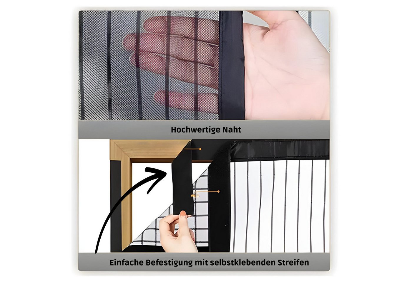 Norvéa Home Insektenschutz-Vorhang Magnet Fliegengitter Türvorhang schwarz, Mückenschutz, Insektengitter, (Komplett-Set), BxH: 90×210 & 100×210 cm, leichte Installation dank Klettverschluss Bild 3