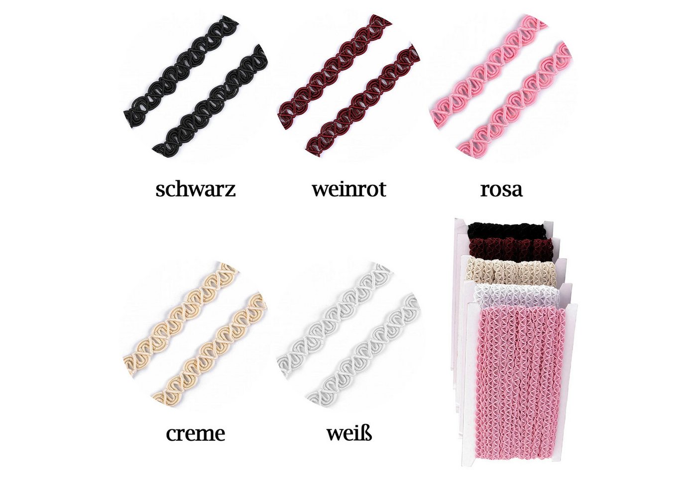 maDDma Bastelband Zierborte 4m x 8mm Borte Trachtenborte Posamentenborte Deko Trachten, rosa Bild 5