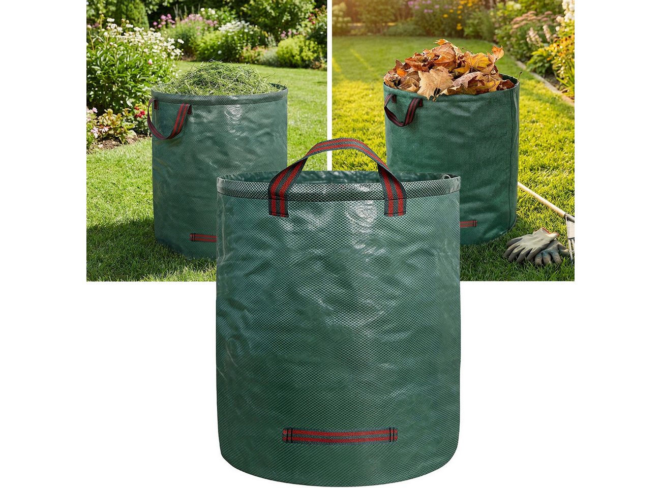 shop'n smile ideoon Gartensack XXL Gartenabfallsack 500L, Ø79x101cm, Stabil mit Doppelboden, (1-tlg), faltbar, ideal für Grünschnitt