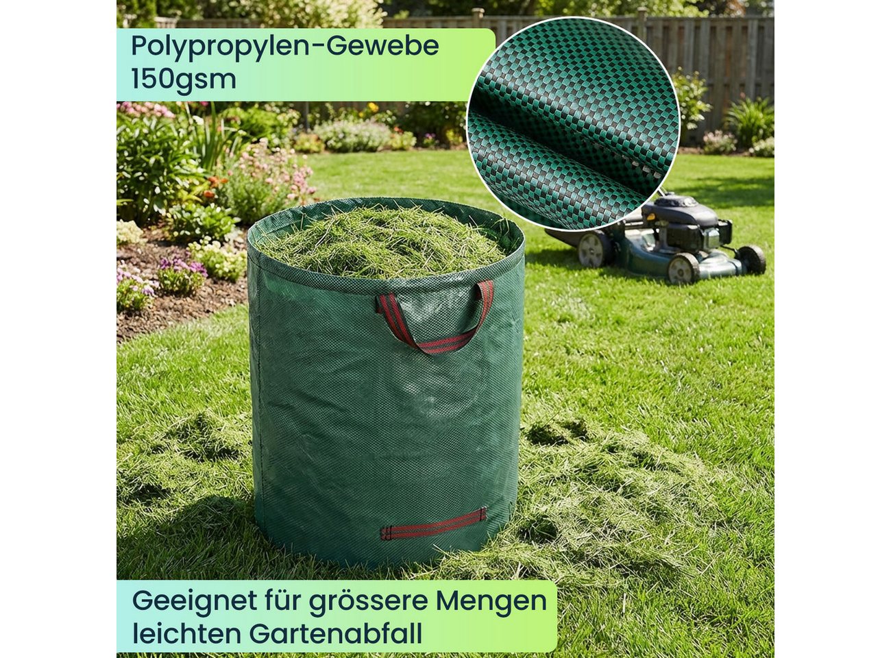 shop'n smile ideoon Gartensack XXL Gartenabfallsack 500L, Ø79x101cm, Stabil mit Doppelboden, (1-tlg), faltbar, ideal für Grünschnitt Bild 3