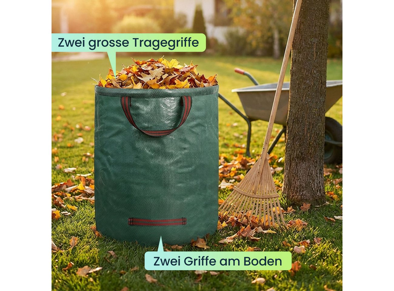 shop'n smile ideoon Gartensack XXL Gartenabfallsack 500L, Ø79x101cm, Stabil mit Doppelboden, (1-tlg), faltbar, ideal für Grünschnitt Bild 4