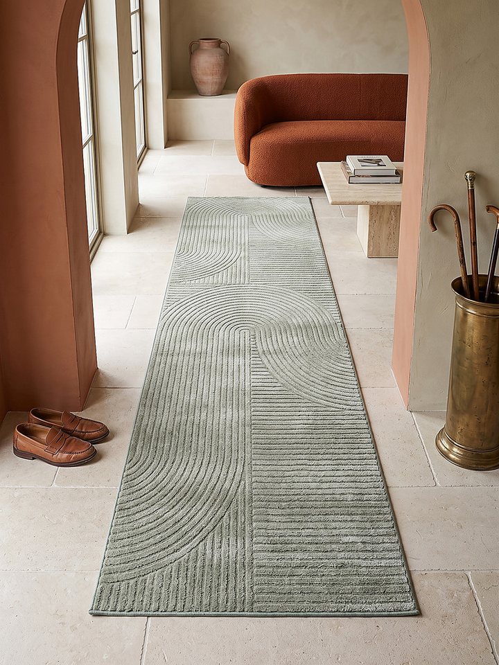 KADIMA DESIGN Teppich CETINA Kurzflorteppich Grün 80x150 Geometrisch Polypropylen-Polyester, Läufer, Höhe: 16 mm, Fußbodenheizung-geeignet, Farbecht, Pflegeleicht, Strapazierfähig Bild 2