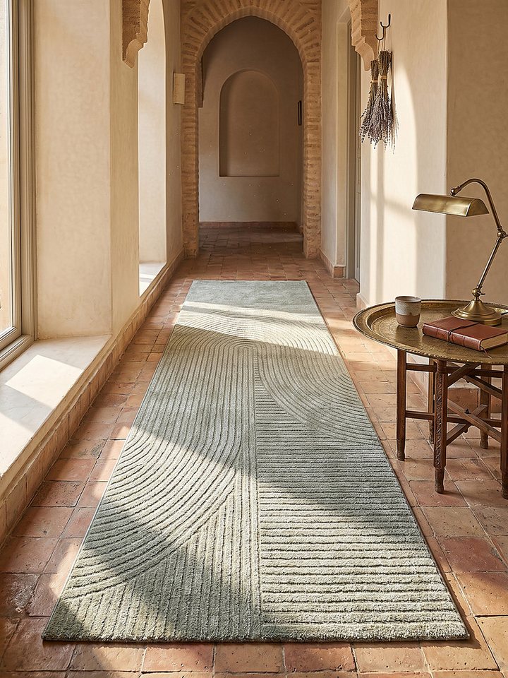 KADIMA DESIGN Teppich CETINA Kurzflorteppich Grün 80x150 Geometrisch Polypropylen-Polyester, Läufer, Höhe: 16 mm, Fußbodenheizung-geeignet, Farbecht, Pflegeleicht, Strapazierfähig Bild 3