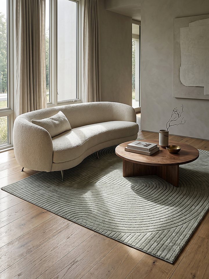 KADIMA DESIGN Teppich CETINA Kurzflorteppich Grün 80x150 Geometrisch Polypropylen-Polyester, Läufer, Höhe: 16 mm, Fußbodenheizung-geeignet, Farbecht, Pflegeleicht, Strapazierfähig Bild 4