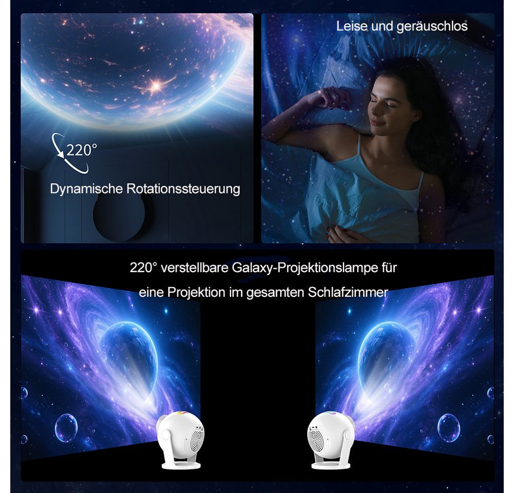 VASOUN LED-Sternenhimmel LED-Sternenhimmel Projektor HD 3D Galaxy Projector Nachtlicht Kinder, Bluetooth-Lautsprecher, Fernbedienung, Timer, 60 Projektionsthemen
