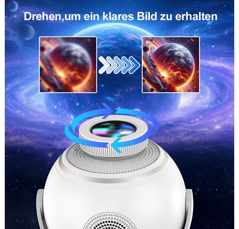VASOUN LED-Sternenhimmel LED-Sternenhimmel Projektor HD 3D Galaxy Projector Nachtlicht Kinder, Bluetooth-Lautsprecher, Fernbedienung, Timer, 60 Projektionsthemen Bild 5