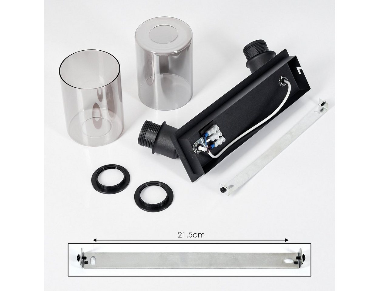 hofstein Deckenleuchte »Bovo« Deckenlampe aus Metall/Glas in Schwarz/Rauchfarben, ohne Leuchtmittel, mit Rauchglasschirmen, E27, Schirme sind drehbar