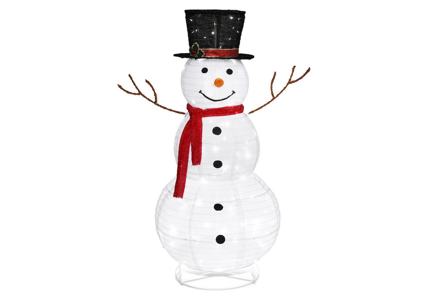 VINGLI LED Dekofigur Beleuchteter Schneemann. Weihnachtsdekoration innen & außen, 90 LED fest integriert, Kaltweiß, Schneemann, Höhe ca. 120 cm Bild 4