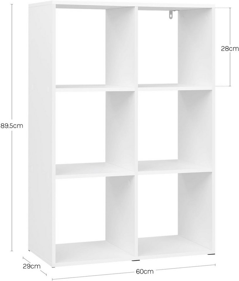 Woltu Bücherregal, weiß, mit 6 Würfeln Regal für Wohnzimmer Büro Schlafzimmer Bild 3