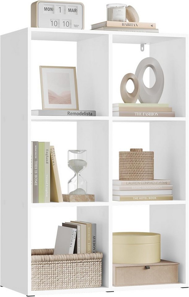 Woltu Bücherregal, weiß, mit 6 Würfeln Regal für Wohnzimmer Büro Schlafzimmer Bild 4
