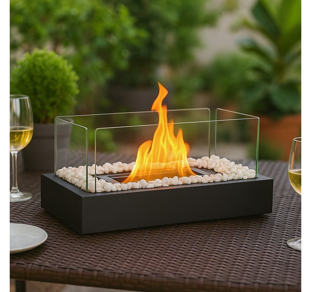 Nettlife Tischfeuer Ethanol Tischkamin Indoor Outdoor Eckig/Rund Kamin Tischfeuerstelle (Set, Für Balkon Schlafzimmer Zuhause), Geschenkideen oder als stilvolle Tischdekoration Bild 4