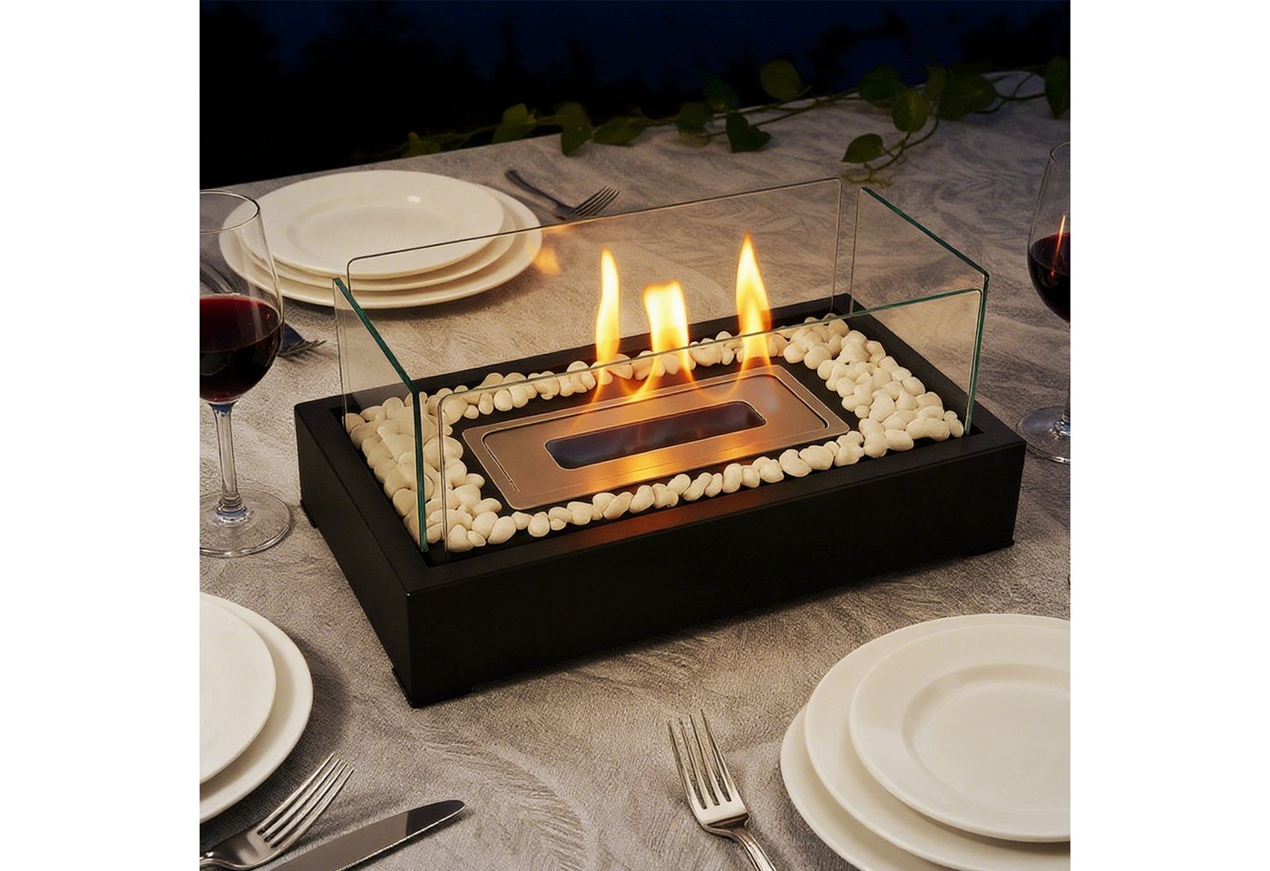 Nettlife Tischfeuer Ethanol Tischkamin Indoor Outdoor Eckig/Rund Kamin Tischfeuerstelle (Set, Für Balkon Schlafzimmer Zuhause), Geschenkideen oder als stilvolle Tischdekoration Bild 5