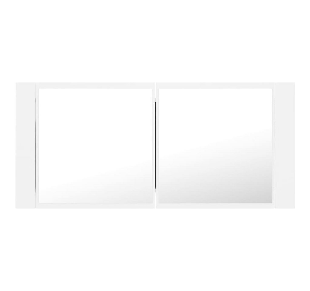 furnicato Badezimmerspiegelschrank LED-Spiegelschrank Weiß 100 x 12 x 45 cm mit RGB-Licht und (1-St) Badregal mit Acrylspiegel, zwei Regalböden und Wandmontage-Option