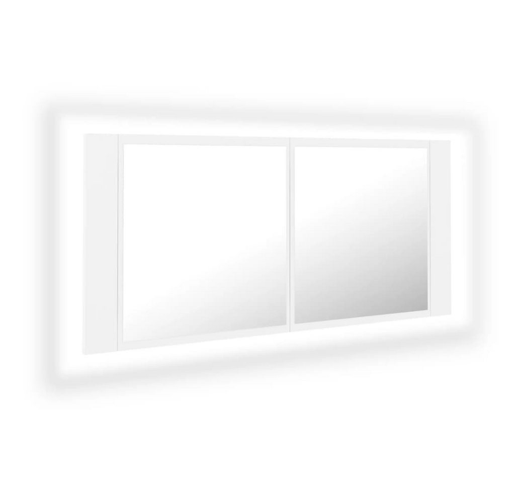 furnicato Badezimmerspiegelschrank LED-Spiegelschrank Weiß 100 x 12 x 45 cm mit RGB-Licht und (1-St) Badregal mit Acrylspiegel, zwei Regalböden und Wandmontage-Option Bild 3