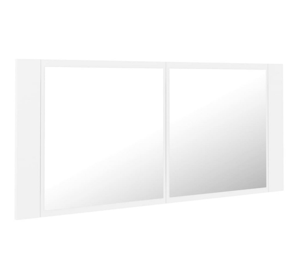 furnicato Badezimmerspiegelschrank LED-Spiegelschrank Weiß 100 x 12 x 45 cm mit RGB-Licht und (1-St) Badregal mit Acrylspiegel, zwei Regalböden und Wandmontage-Option Bild 4