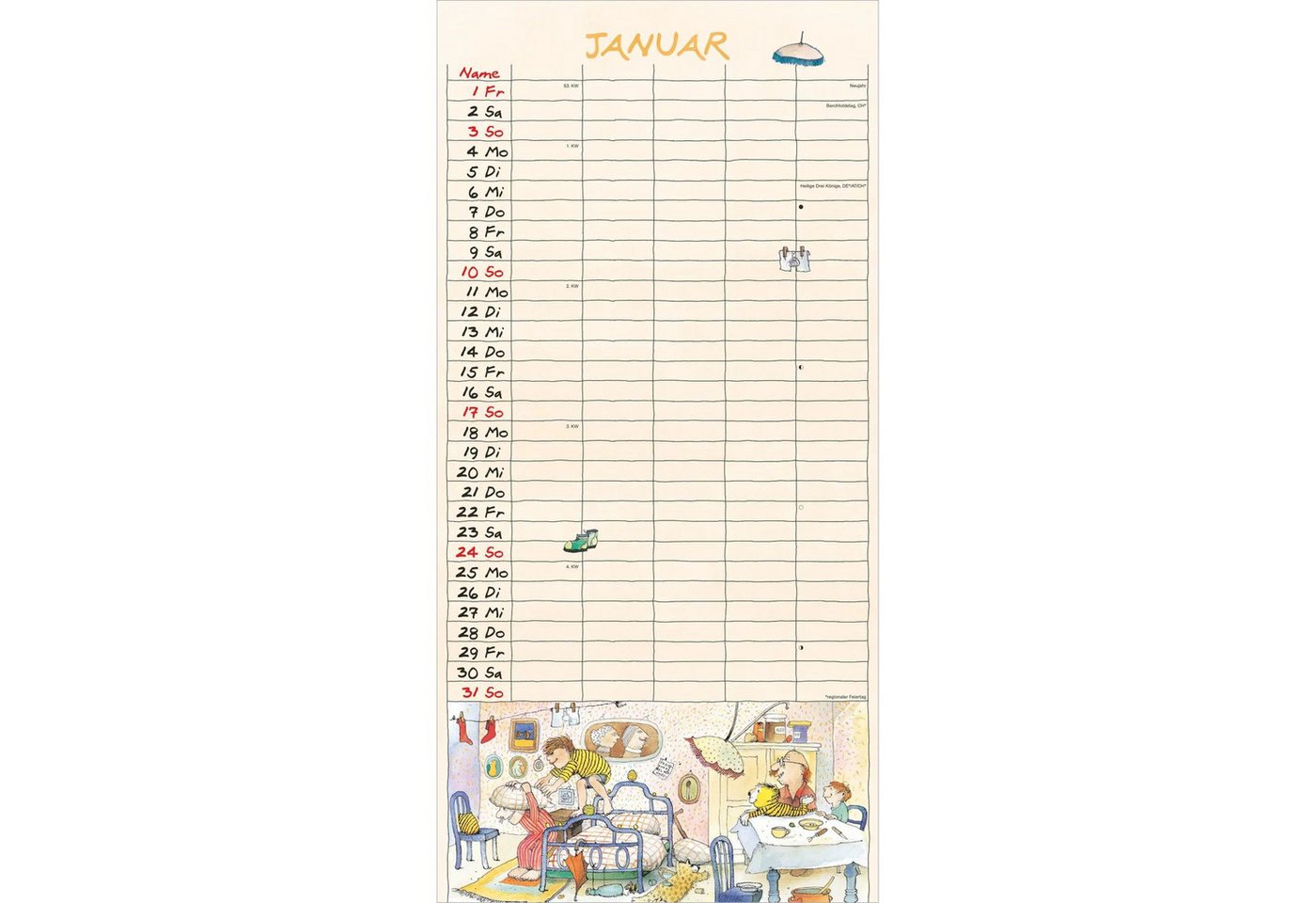 Wandkalender Janosch Familienplaner 2027 Bild 5