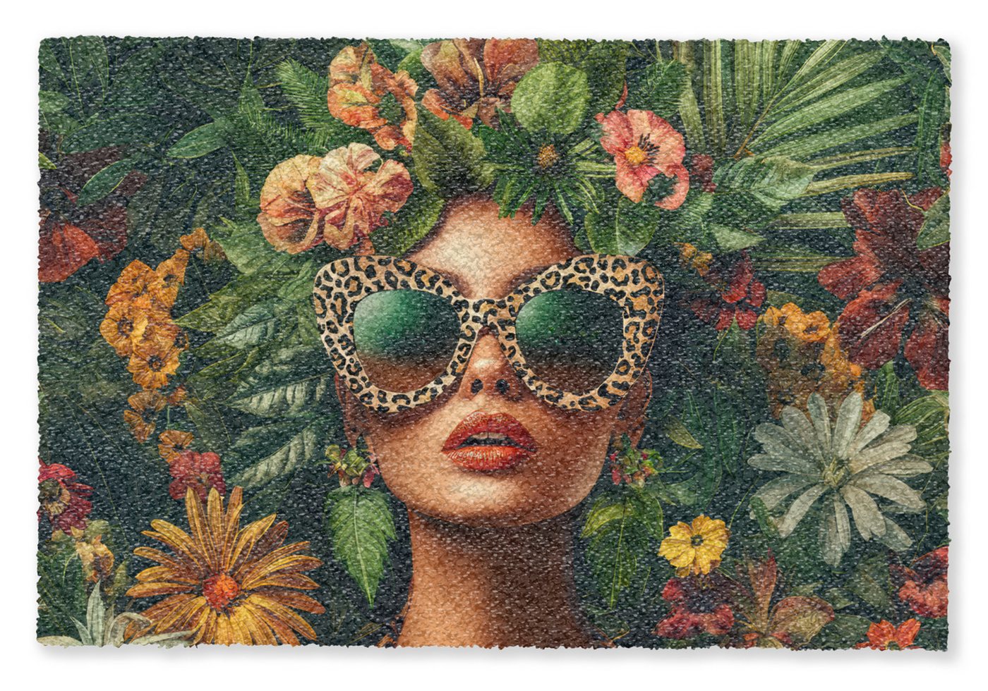 MuchoWow Fußmatte Frau - Pantherdruck - Dschungel - Natur - Luxus, Rechteckig, innen Schmutzfangmatte, Tür, Schmutzfänger Flur, Teppich 60x40 cm Bild 4