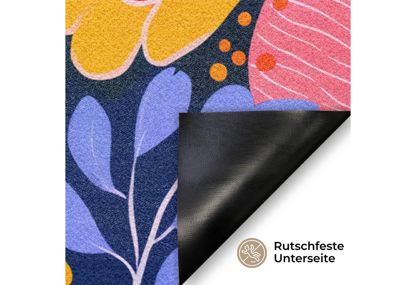 MuchoWow Fußmatte Bunt - Blumen - Abstrakt - Punkte, Rechteckig, innen Schmutzfangmatte, Tür, Schmutzfänger Flur, Teppich 60x40 cm Bild 3