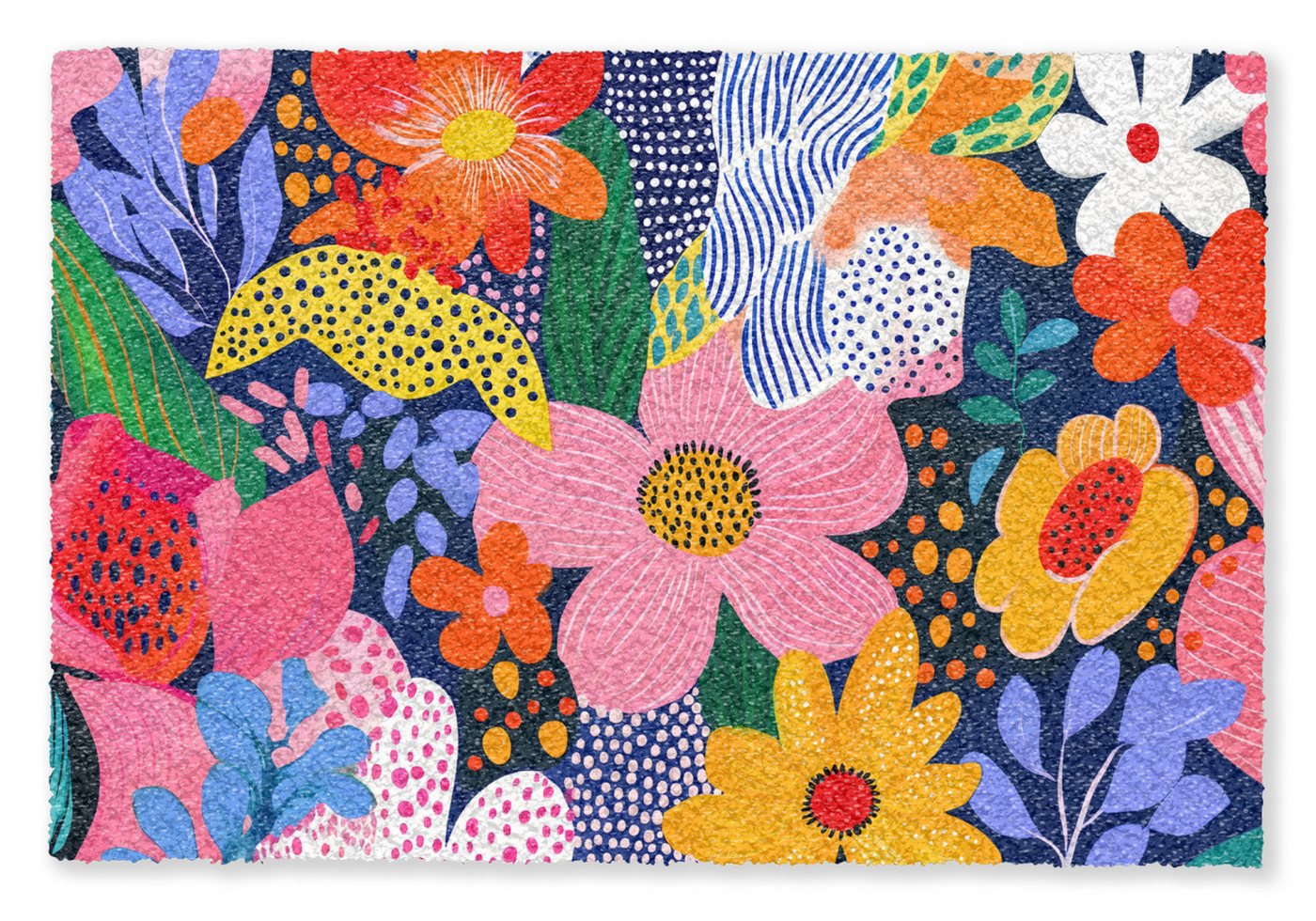 MuchoWow Fußmatte Bunt - Blumen - Abstrakt - Punkte, Rechteckig, innen Schmutzfangmatte, Tür, Schmutzfänger Flur, Teppich 60x40 cm Bild 4