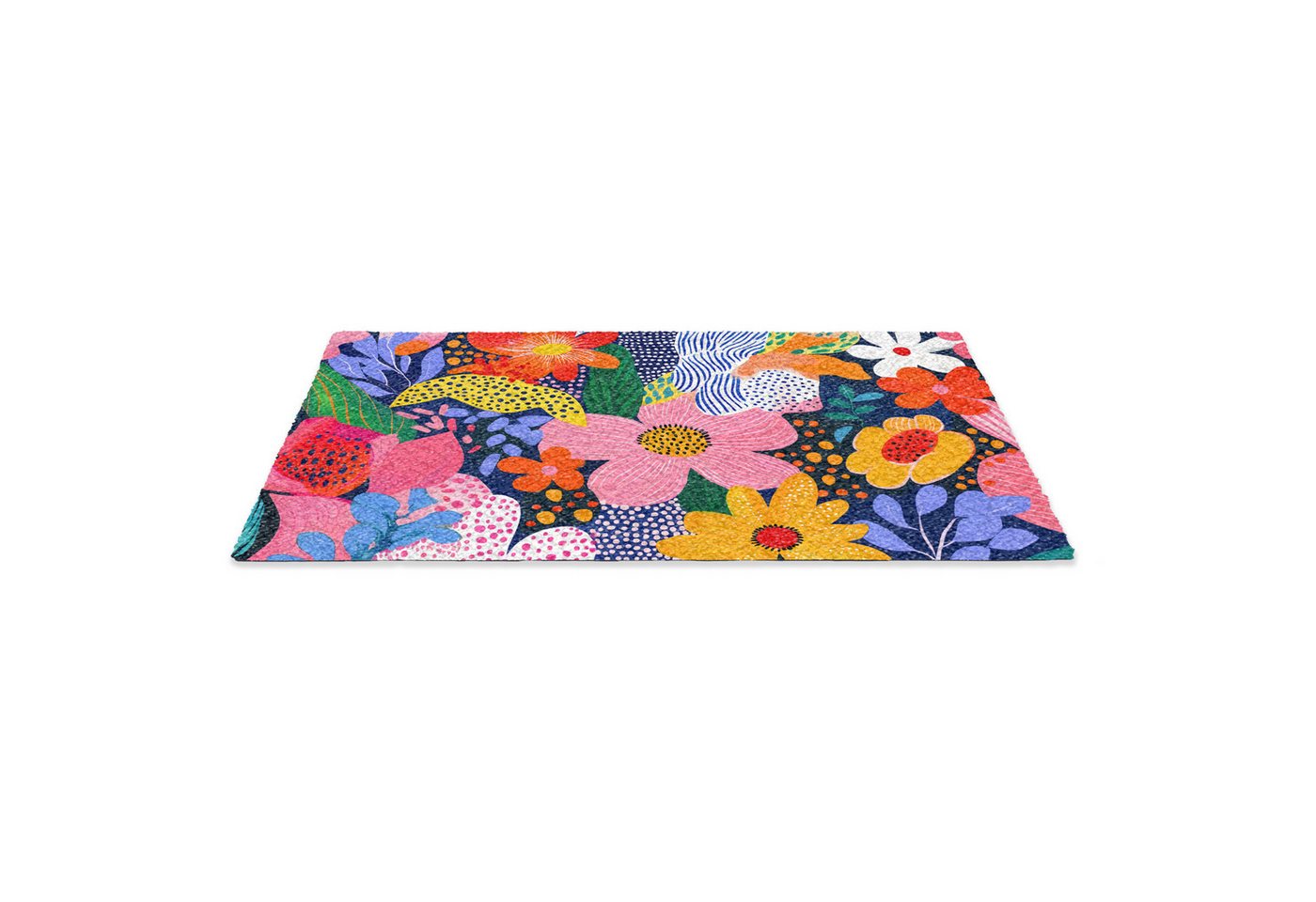 MuchoWow Fußmatte Bunt - Blumen - Abstrakt - Punkte, Rechteckig, innen Schmutzfangmatte, Tür, Schmutzfänger Flur, Teppich 60x40 cm Bild 5