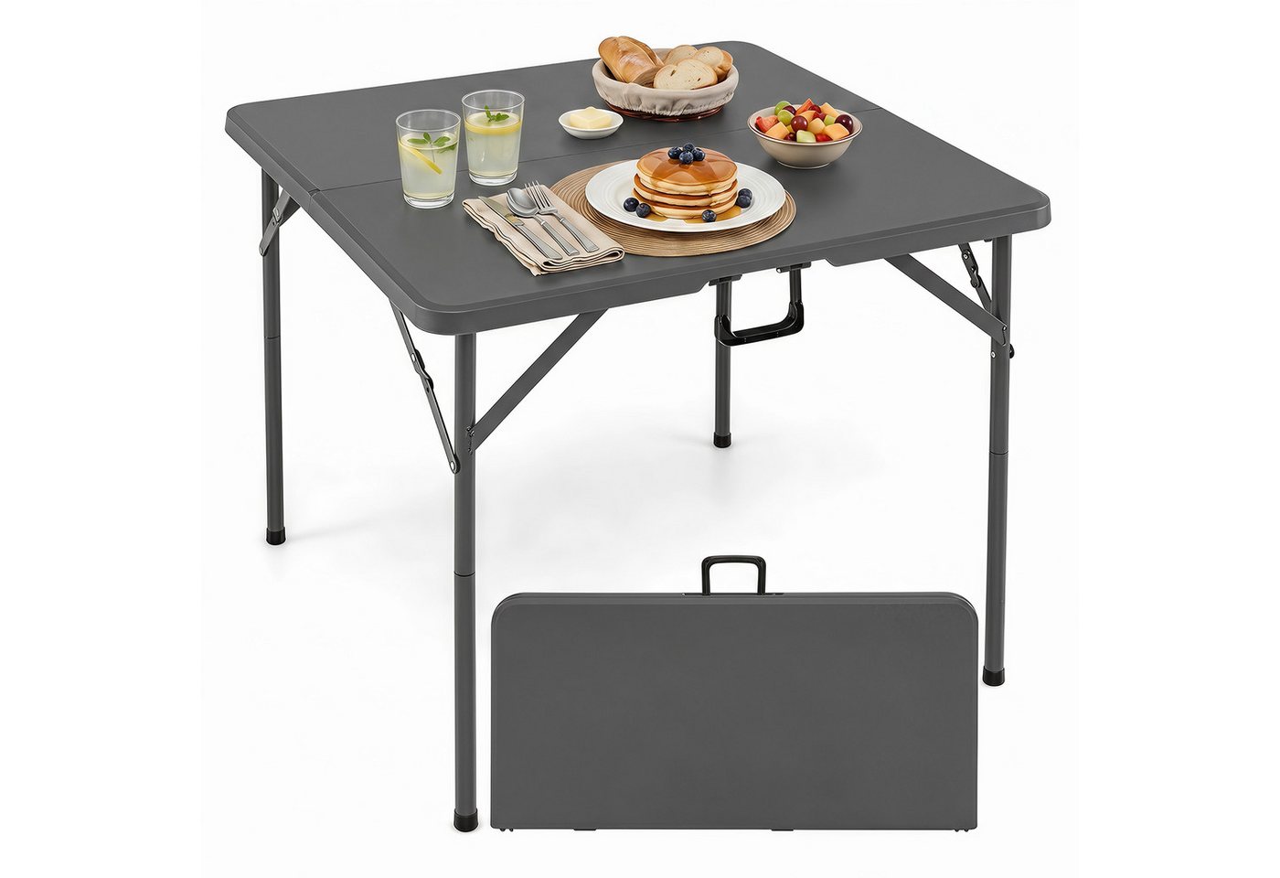COSTWAY Gartentisch, Klapptisch quadratisch, Campingtisch für 4 Personen