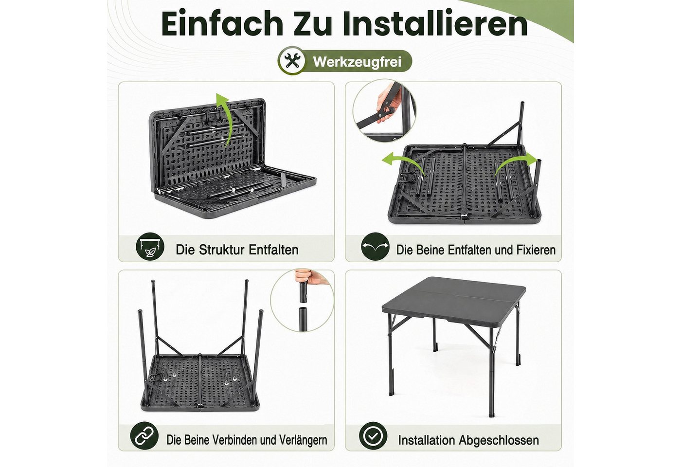 COSTWAY Gartentisch, Klapptisch quadratisch, Campingtisch für 4 Personen Bild 5