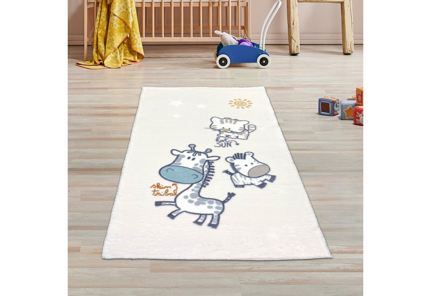 TeppichHome24 Teppich Weicher Kinderzimmer Teppich mit Tier muster in creme, rechteckig, Höhe: 18 mm Bild 2