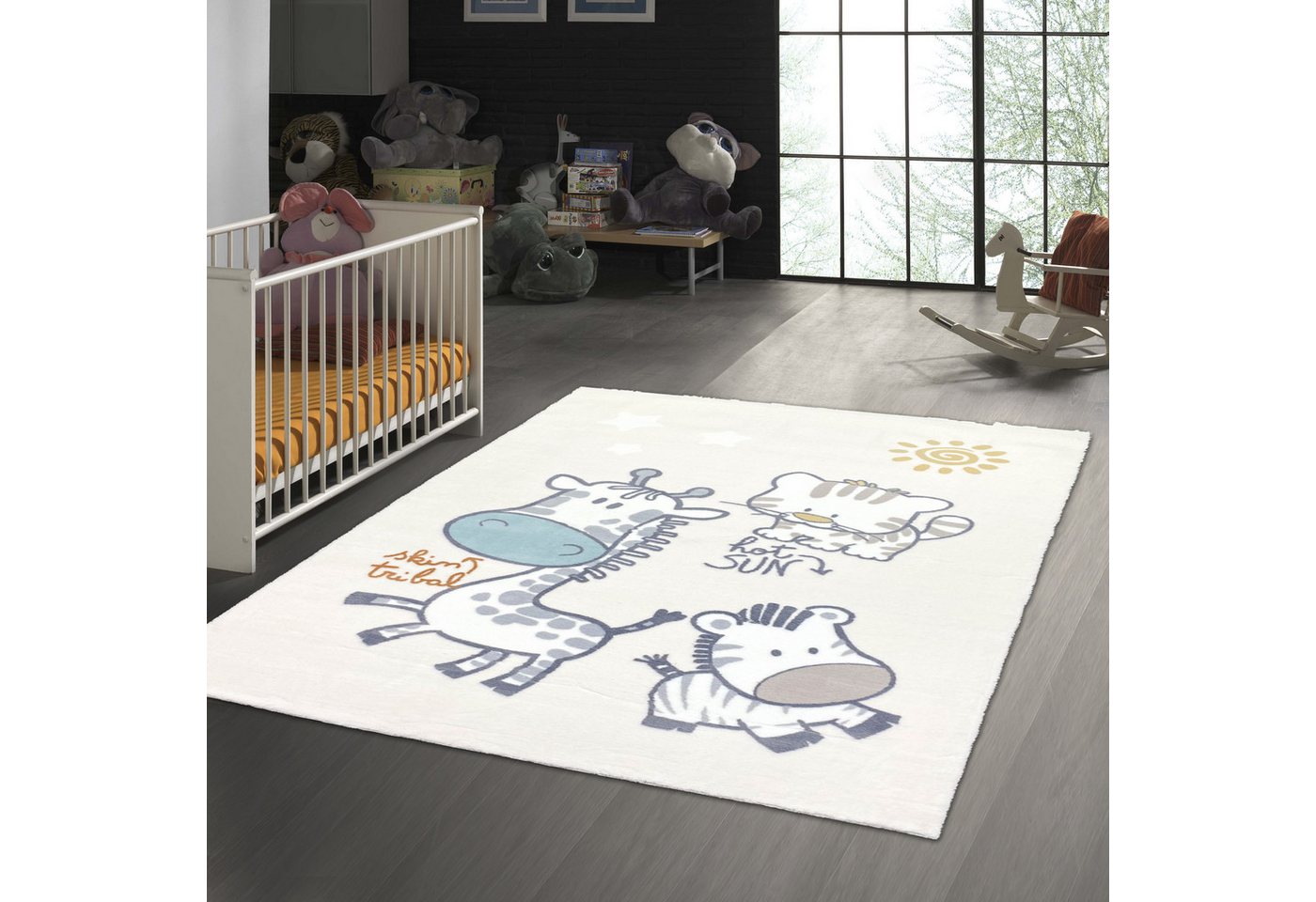 TeppichHome24 Teppich Weicher Kinderzimmer Teppich mit Tier muster in creme, rechteckig, Höhe: 18 mm Bild 4