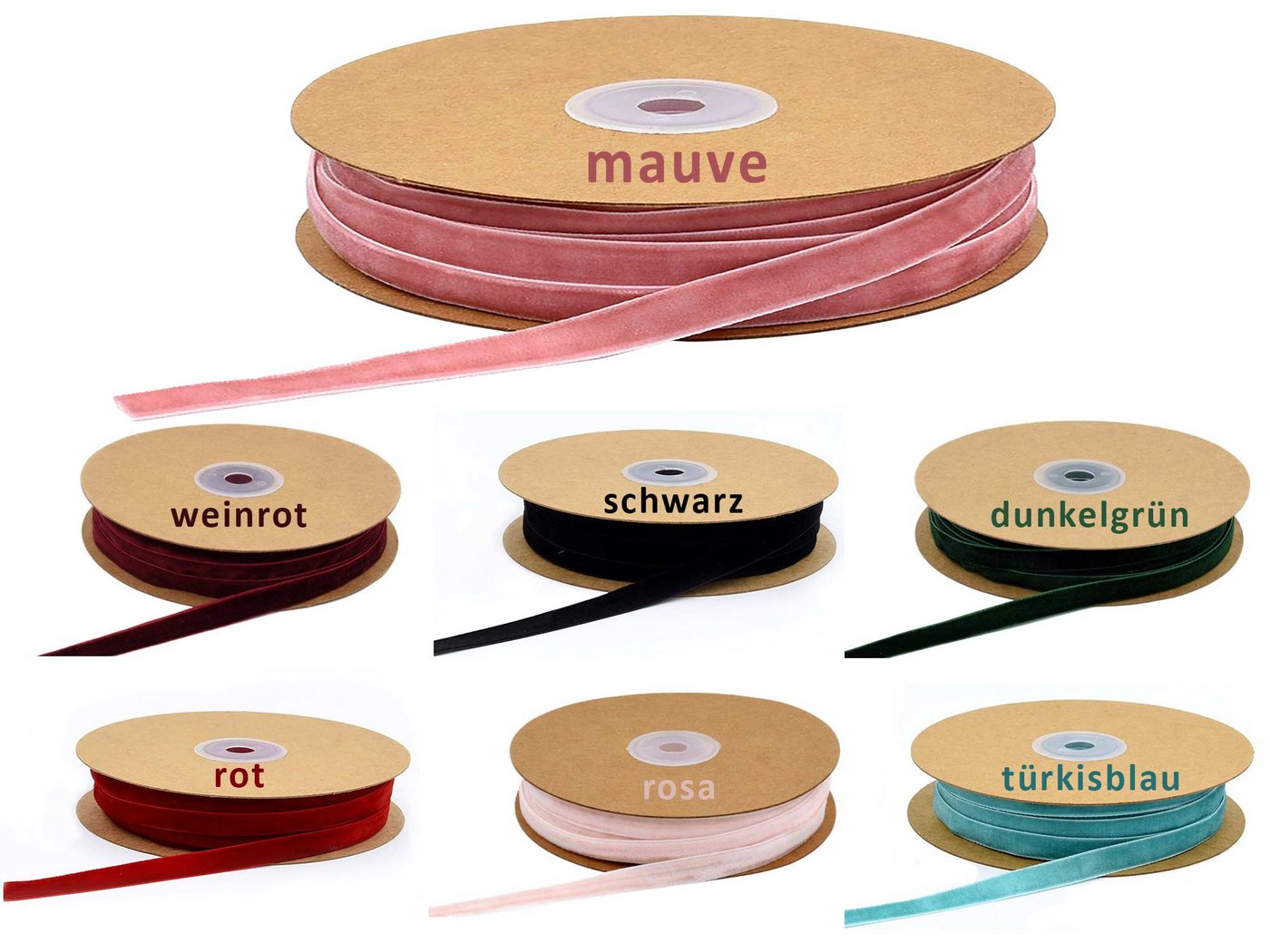 maDDma Samtband 20m Samtband 10mm Dekoband Stoffband Geschenkband Farbwahl, weinrot Bild 2