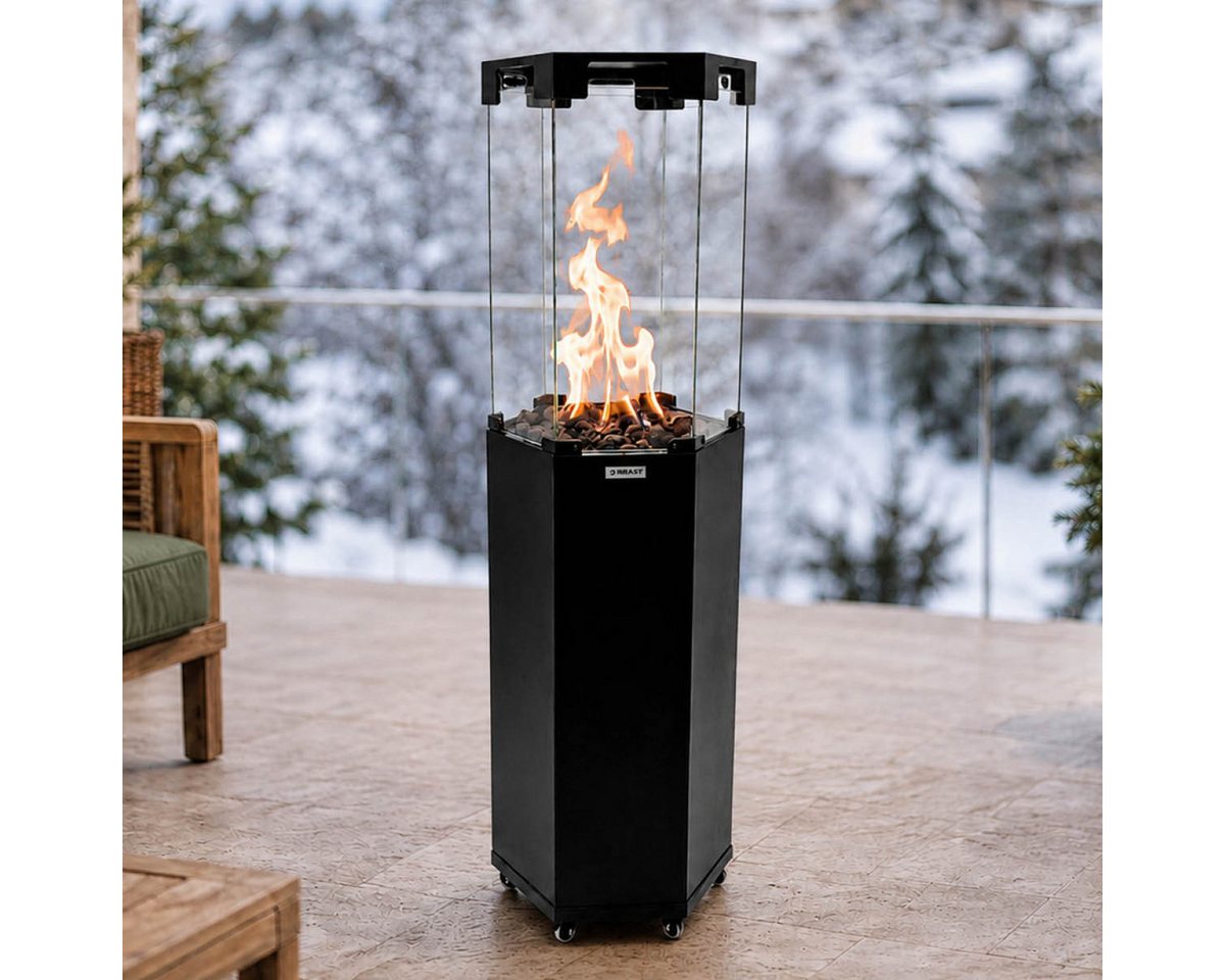 BRAST Heizstrahler Gasheizer FLAME, 2-stufige Heizleistung, 6-seitiges Feuerglas, 6-seitiges Feuerglas, inkl. XL Zubehör-Set, Piezo-Zündung Bild 3