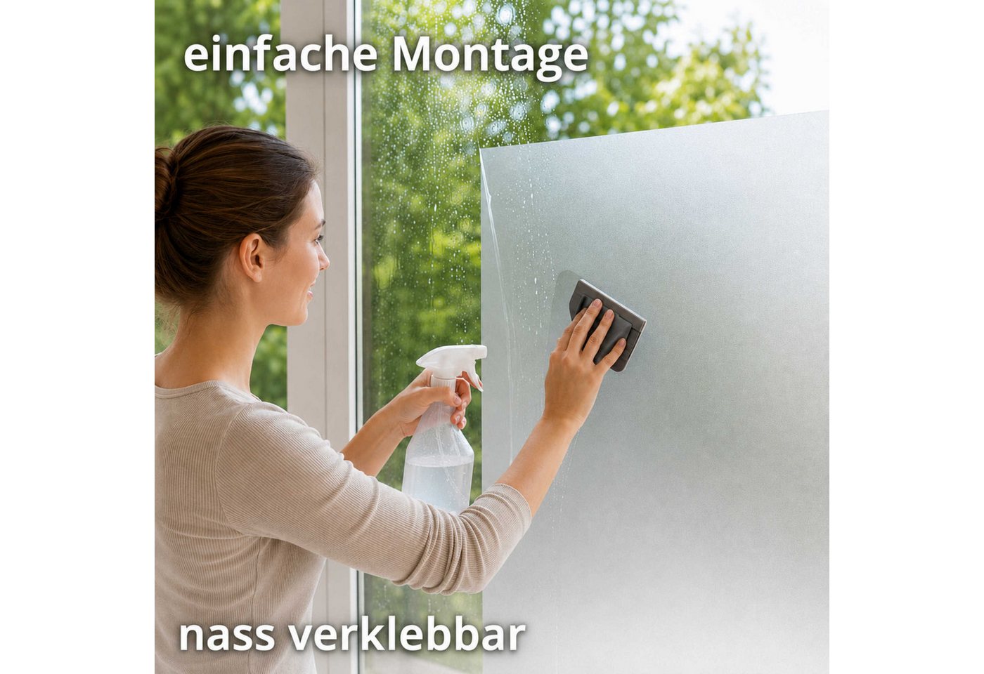 Nomiro Fensterfolie Sichtschutzfolie Silber Frosted, selbstklebend, lichtdurchlässig, blickdicht Bild 5