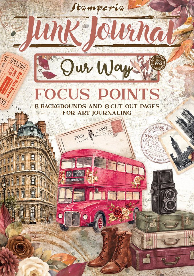Stamperia Motivpapier Junk Journal Focus Points Our Way, 16 Blatt