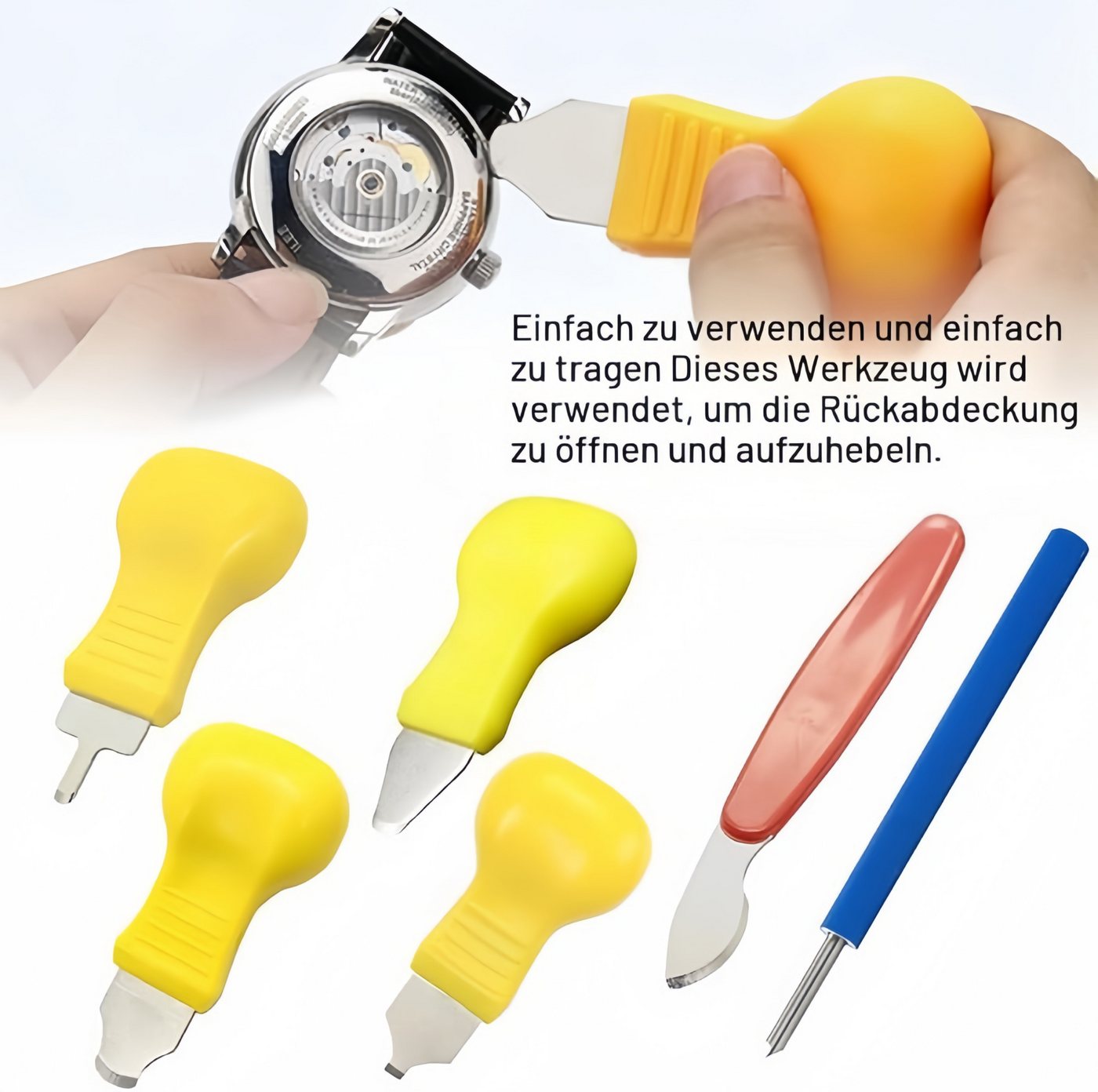 FOUORTUNATE-BEE Reparatur-Set 6-teiliges Uhrmacher-Werkzeugset für Uhrenreparaturen, 6-St., Uhrengehäuse-Öffner Set für verschiedene Uhrentypen Bild 4