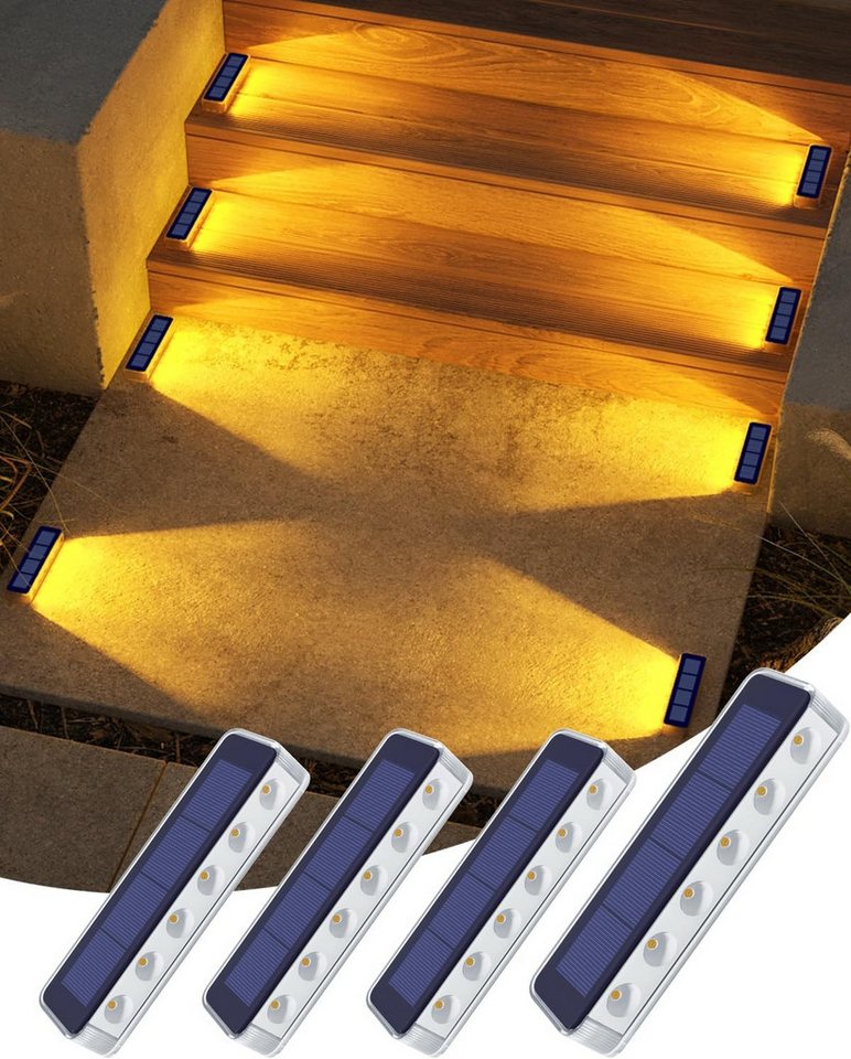Futicare LED Solarleuchte LED Solarleuchte für Treppen Außen, 4er Set, wasserdicht, warmweiß, Solar Stufenlicht für Treppe, Garten, Weg, Terrasse Bild 2