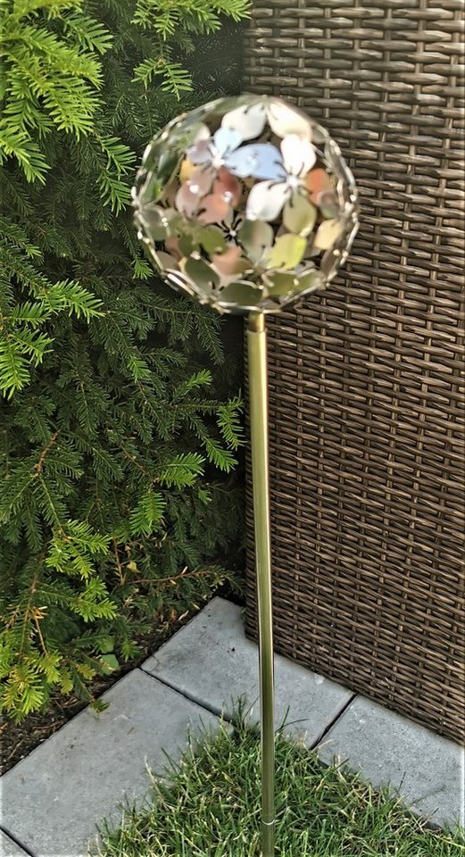 Jürgen Bocker - Gartenambiente Gartenstecker Rosenkugel Flower Edelstahl matt mit Stab 80 cm Bild 5