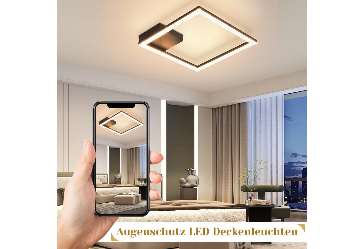 ZMH LED Deckenleuchte Wohnzimmerlampe -12W Warmweiß Kristall Metall Wohnzimmer Flur, Augenschutz, LED fest integriert, 3000k, Kristallschirm Design x Hochwertiges Material Schlafzimmer Flur Küche