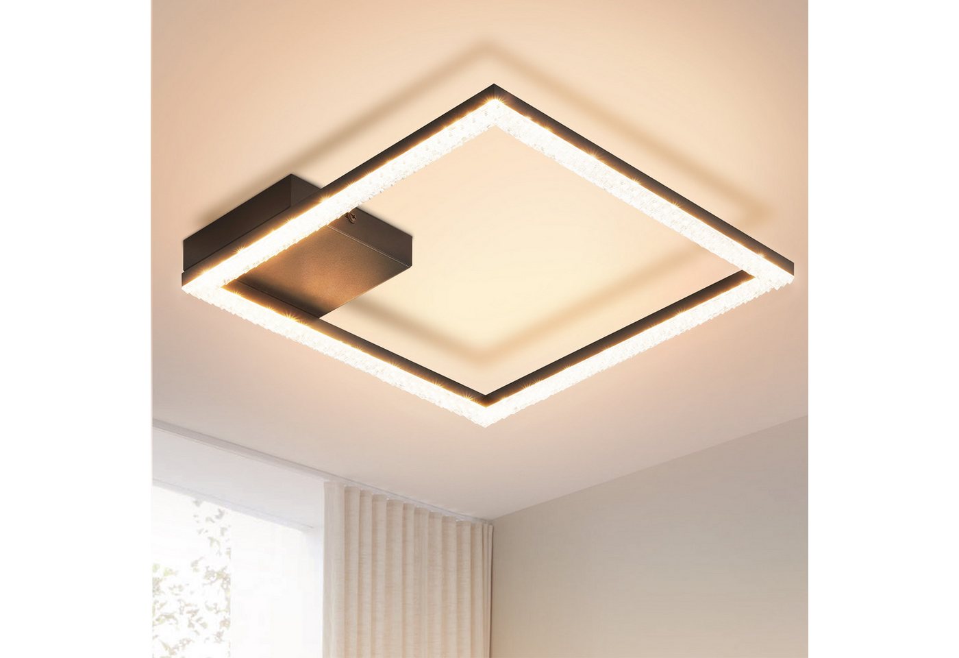 ZMH LED Deckenleuchte Wohnzimmerlampe -12W Warmweiß Kristall Metall Wohnzimmer Flur, Augenschutz, LED fest integriert, 3000k, Kristallschirm Design x Hochwertiges Material Schlafzimmer Flur Küche Bild 3