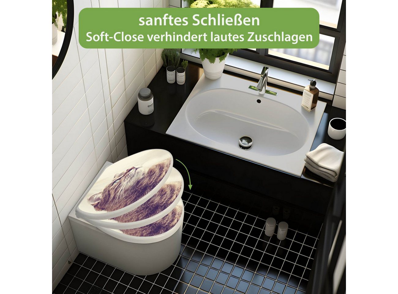 banjado WC-Sitz mit Absenkautomatik Motiv Holgerson (umweltfreundliches Material, integrierte Scharniere), 44,5 x 37 x 5 cm Bild 3