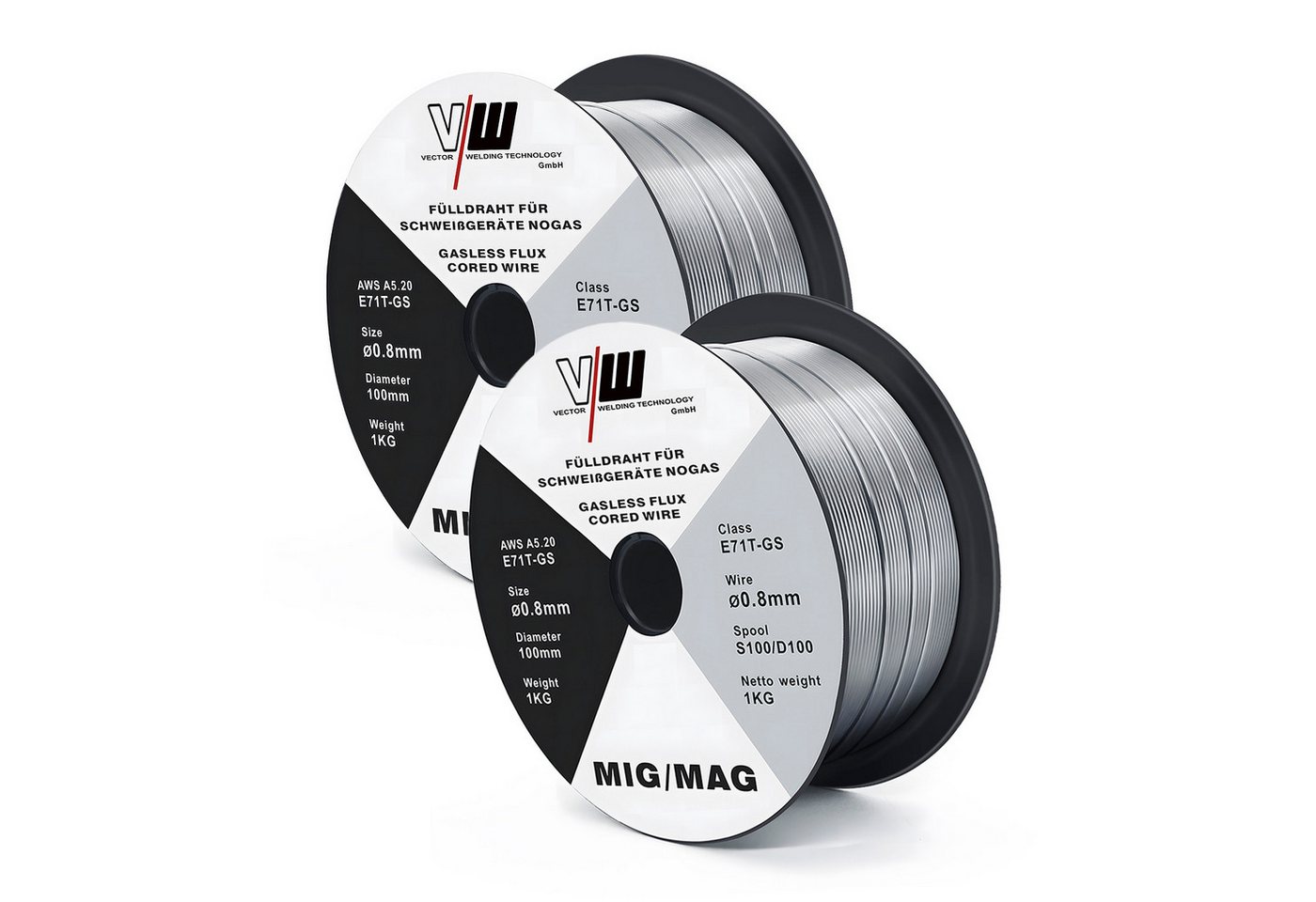 VECTOR WELDING Schweißdraht MIG MAG Schweißdraht Fülldraht E71T-GS, 0,8 / 1 kg / 2 X D100 Rolle Bild 4