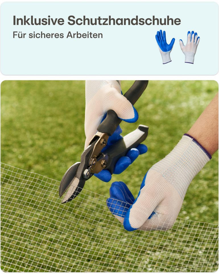 Prowiste Volierendraht Drahtgitter Feinmaschig – Rostfreies Maschendraht & Wühlmausgitter, (Einzelartikel, 1-St., 1x Drahtgitter-Rolle 0.4m x 5m verzinkt, 1 Paar Schutzhandschuhe), Langlebiges Mäusegitter, Volierendraht & Hasendraht – Kaninchendraht Bild 3