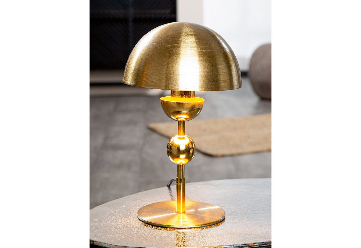 GILDE Tischleuchte METALLIQUE Leuchte - goldfarben - Eisen - Höhe 34cm x Ø 20,5cm - Lampe, Tischlampe - Schreibtischlampe - Nachttischlampe Bild 4