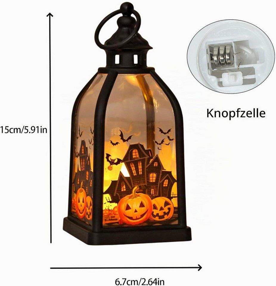 FELIXLEO LED Laterne 4 Stück Halloween Laternen, 15 cm LED-Kerzenlaternenmit Hexe und Geist Bild 2