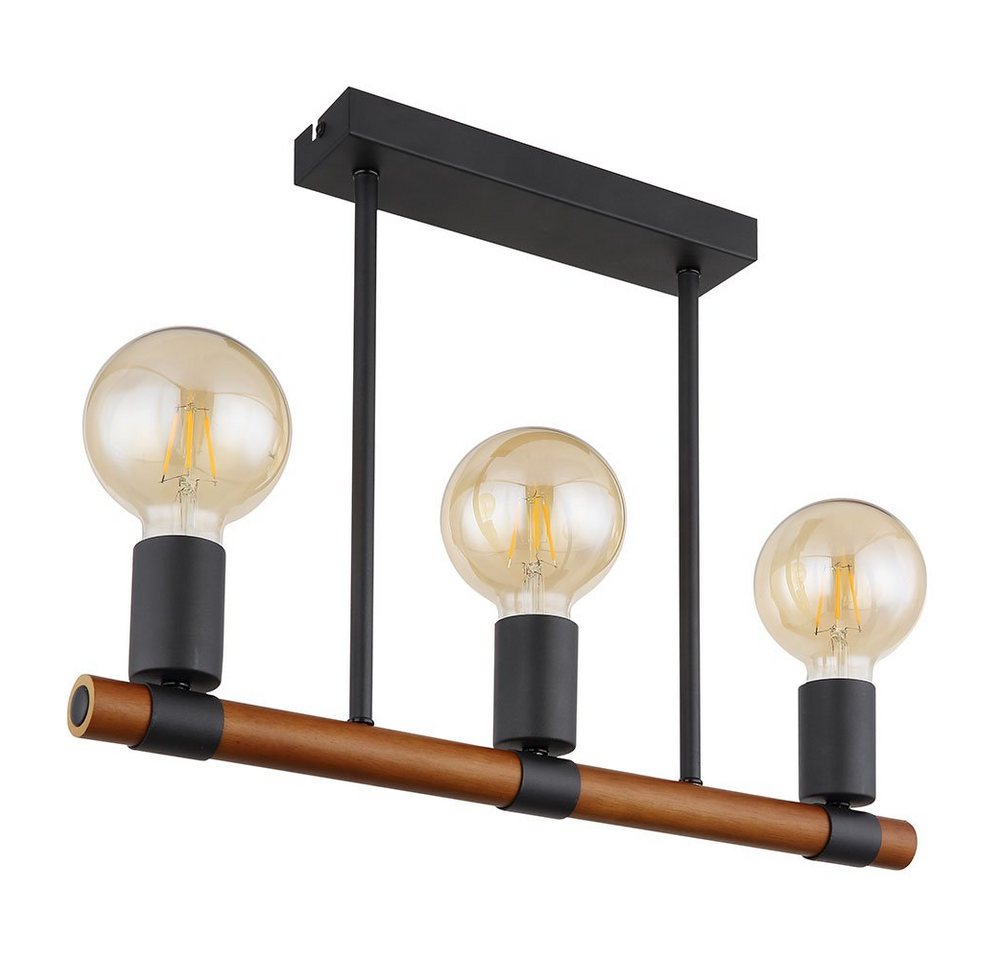 GLOBO LIGHTING Hängeleuchte, Leuchtmittel nicht inklusive, Deckenlampe Retro Holzlampe Wohnzimmerleuchte 3 flammig Bild 5