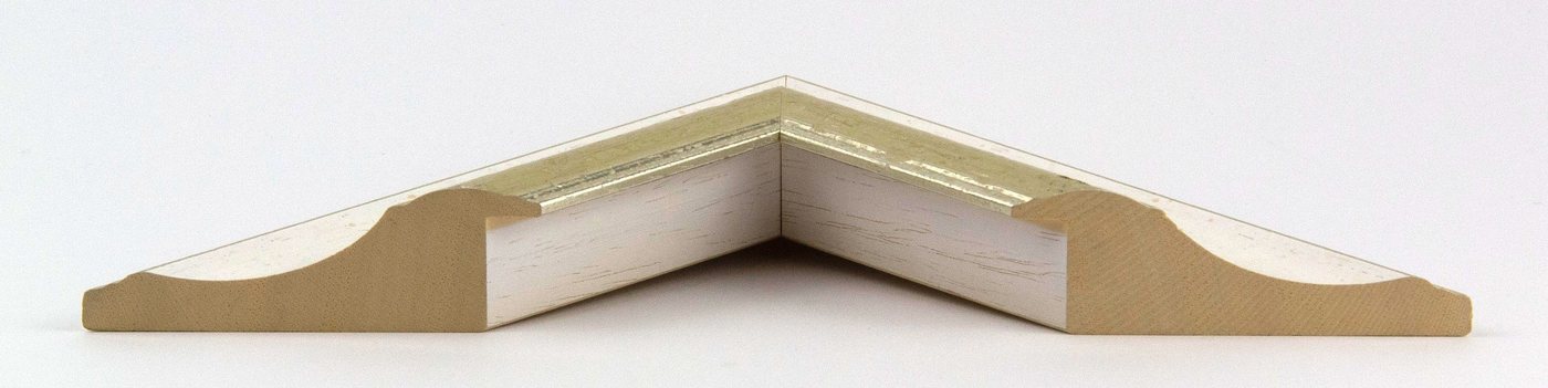 myposterframe Einzelrahmen Dysnomia Barock Edel Bilderrahmen, (1 Stück), 25x25 cm, Weiß Silber, Echtholz
