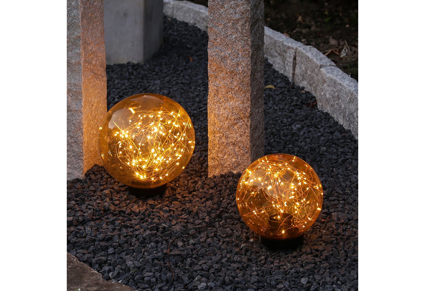MARELIDA LED Gartenleuchte LED Kugel Leuchte für Boden Weg Terrasse Garten Deko Beleuchtung 20m, LED Classic, ultra-warmweiß / bernstein (1800K bis 2100K) Bild 3