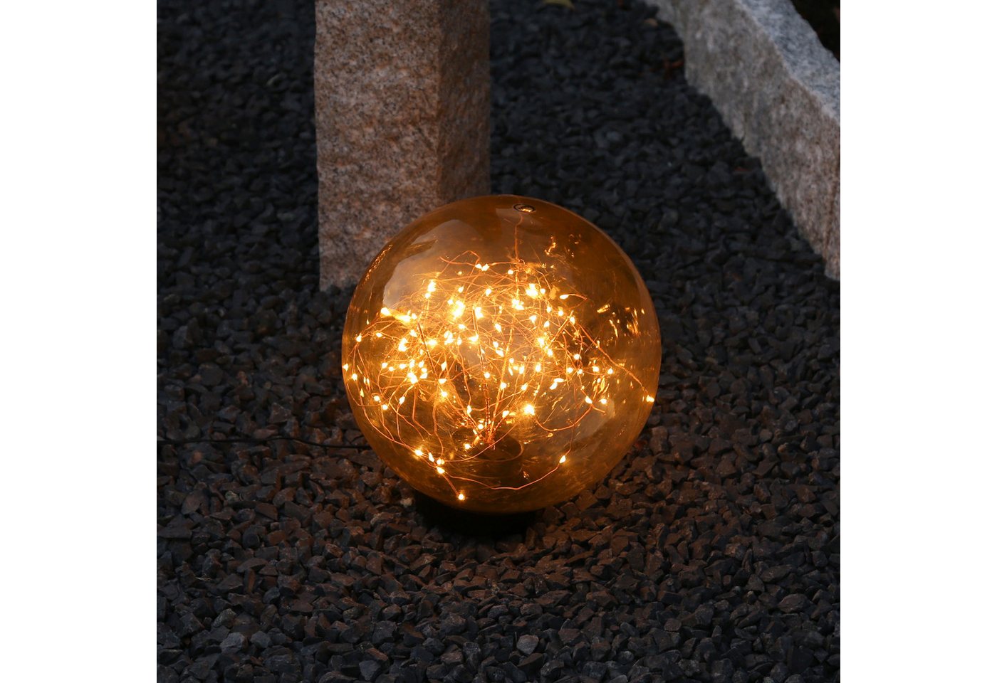 MARELIDA LED Gartenleuchte LED Kugel Leuchte für Boden Weg Terrasse Garten Deko Beleuchtung 20m, LED Classic, ultra-warmweiß / bernstein (1800K bis 2100K) Bild 4