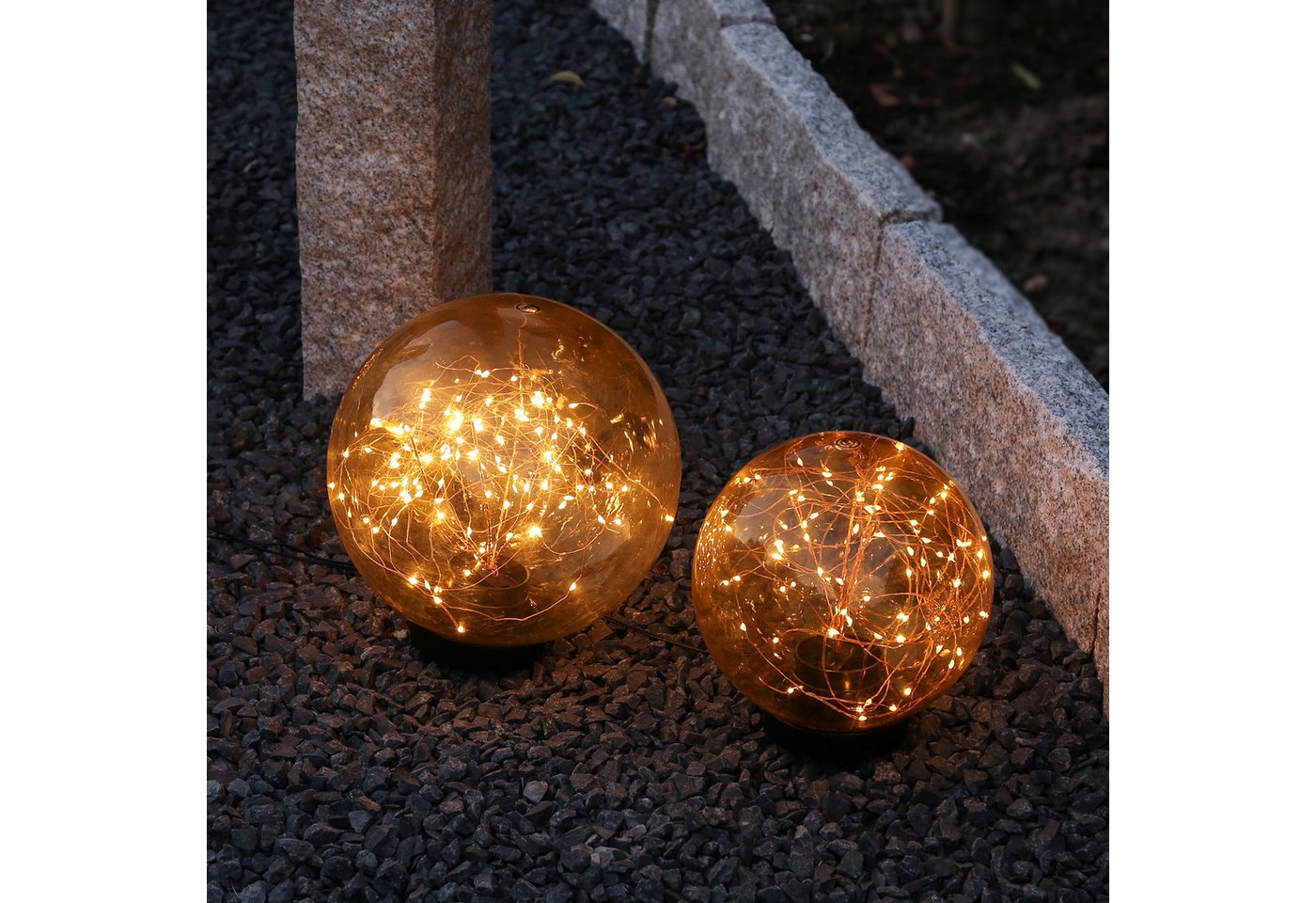 MARELIDA LED Gartenleuchte LED Kugel Leuchte für Boden Weg Terrasse Garten Deko Beleuchtung 20m, LED Classic, ultra-warmweiß / bernstein (1800K bis 2100K) Bild 5